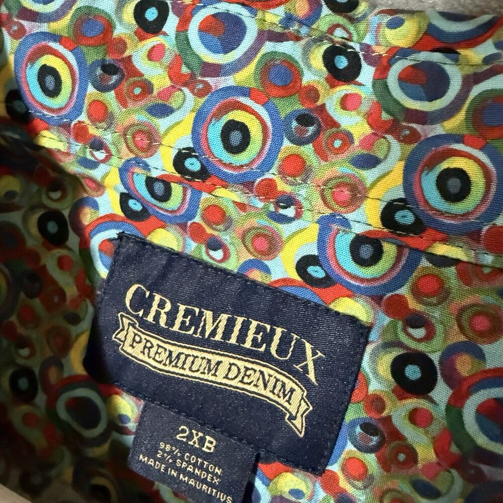 Cremieux Premium Denim Shirt 2XB Polka Dot Long Sleeve Collared Button Abstract - Picture 3 of 8